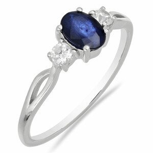 Prsten stříbrný s broušeným modrým safírem a velkými zirkony Ag 925 012108 BS - 52 mm (US 6), 2,0 g
