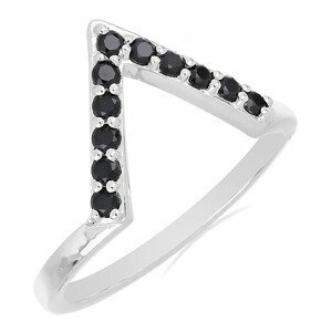 Prsten stříbrný s broušenými černými onyxy Ag 925 034710 ONY - 54 mm (US 7), 2,6 g