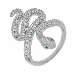 Prsten stříbrný s broušenými smaragdy Ag 925 044627 EM - 52 mm (US 6), 6,1 g