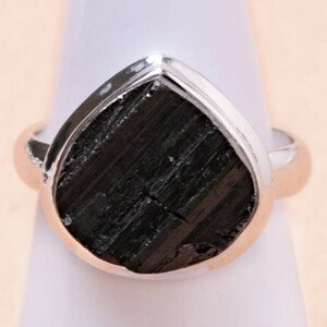 Turmalín skoryl prsten stříbro Ag 925 LOT116 - 59 mm (US 9), 6,4 g