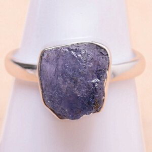 Tanzanit surový prsten stříbro Ag 925 LOT47 - 62 mm (US 10), 4,8 g