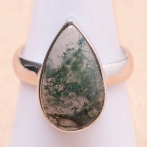 Achát mechový prsten stříbro Ag 925 R1163 - 55 mm (US 7,5), 5 g