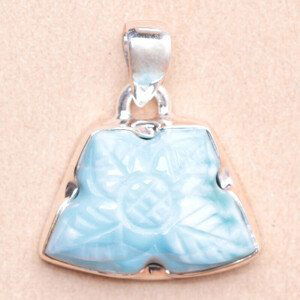 Larimar vyřezávaný přívěsek stříbro Ag 925 P84 - 1,6 cm, 6 g