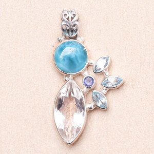 Larimar design přívěsek stříbro Ag 925 P1854 - 3 cm, 5,5 g