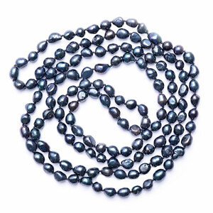 Dámský perlový náhrdelník černé perly 160 cm - délka cca 160 cm