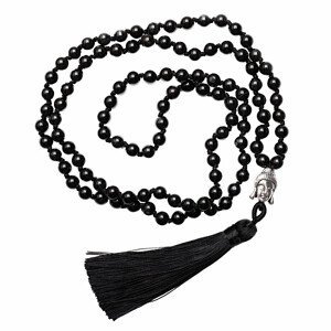 Achát černý náhrdelník se střapcem - délka cca 80 cm
