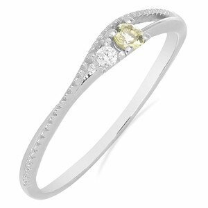 Prsten stříbrný s Lemon topazem a zirkonem Ag 925 031121 LET - 62 mm (US 10) 1,25 g