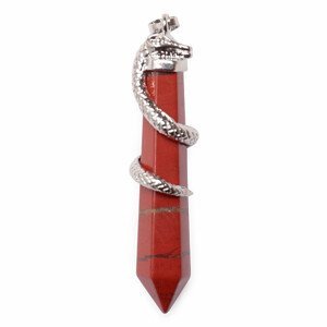 Jaspis červený krystal přívěsek s hadem - cca 4,8 cm