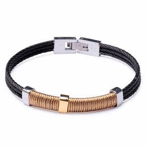 Náramek z nerezové oceli Watch Band černozlatý - obvod cca 20 cm