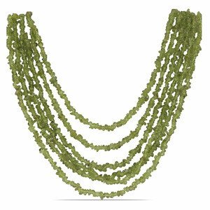 Olivín náhrdelník sekaný pětiřadý - cca 75 cm