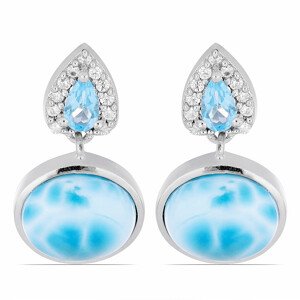 Larimar náušnice stříbro Ag 925 VE049761 - 1,9 cm, 4,8 g