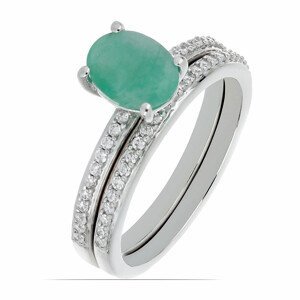 Sada stříbrných prstenů s broušeným smaragdem Ag 925 046587 EM - 54 mm (US 7), 3,6 g