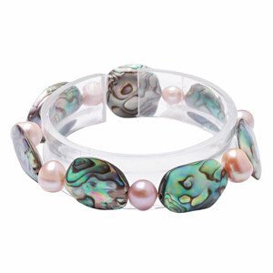 Paua abalon s perlami náramek RB Design 206 - obvod cca 16 až 22 cm