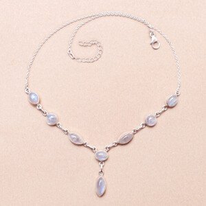 Měsíční kámen náhrdelník stříbro Ag 925 28278 - 41 - 46 cm, 13,7 g