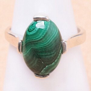 Malachit prsten stříbro Ag 925 33150 - 54 mm (US 7), 4,5 g