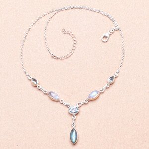 Labradorit náhrdelník stříbro Ag 925 28273 - cca 42 - 46 cm, 10,4 g