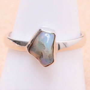 Opál etiopský surový prsten stříbro Ag 925 LOT27 - 61 mm (US 9,5), 3,1 g