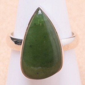 Jadeit nefrit prsten stříbro Ag 925 LOT11 - 60 mm (US 9,5), 6,3 g