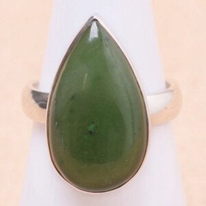 Jadeit nefrit prsten stříbro Ag 925 LOT28 - 53 mm (US 6,5), 5,7 g