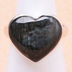 Larvikit černý měsíční kámen prsten stříbro Ag 925 R760 - 56 mm (US 7,5), 5,1 g