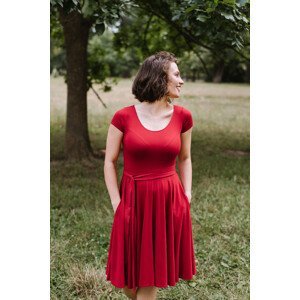 Šaty Osudová Rozálie s krátkým rukávem, nižší gramáž, tmavě červené Velikost: M