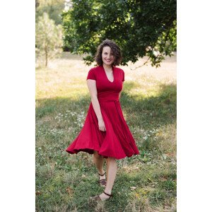 Šaty Osudová Odetta s kr. rukávem, nižší gramáž, tmavě červená Velikost: L