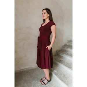 Šaty Osudová Rozálie s krátkým rukávem, nižší gramáž, vínová-bordó Velikost: M