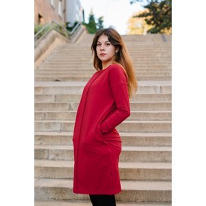 Šaty Lena červené s dlouhým rukávem z biobavlny Velikost: L