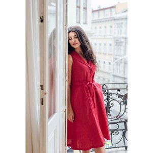 Lněné vestové šaty Madlen červené Velikost: XS