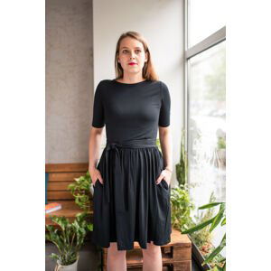 Kojicí šaty Anita s nařasenou sukní černé Velikost: XL