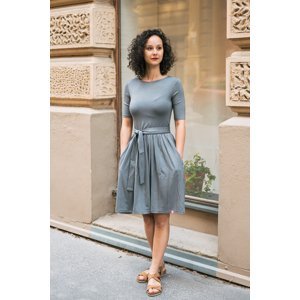 Kojicí šaty Anita s nařasenou sukní šedé Velikost: XL