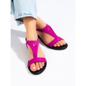 Moderní růžové  sandály dámské bez podpatku