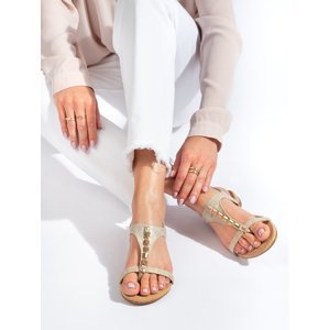 Módní dámské  sandály zlaté bez podpatku