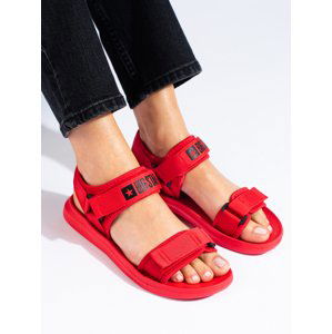 Moderní  sandály červené dámské bez podpatku