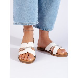 Exkluzívní  sandály dámské bílé bez podpatku