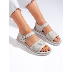 Praktické dámské  sandály šedo-stříbrné platforma