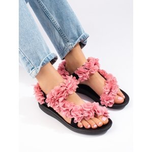 Stylové dámské  sandály růžové bez podpatku