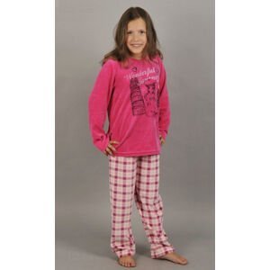 Dětské velurové pyžamo dlouhé Vienetta Secret Dívka na cestách