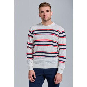 SVETR GANT D1. COTTON LINEN MULTISTRIPE CREW bílá XL