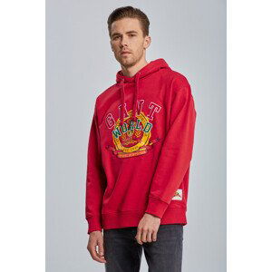 MIKINA GANT D1. WORLD CREST RELAXED HOODIE červená M