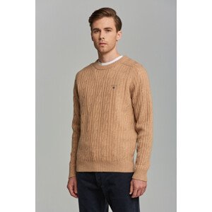 SVETR GANT D2. LAMBSWOOL CABLE C-NECK hnědá XL