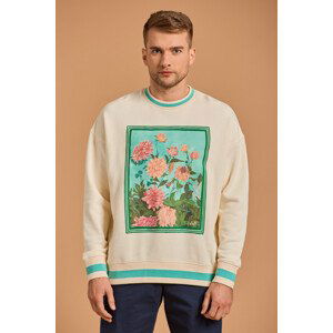 MIKINA GANT D2. DAHLIA PRINT C-NECK SWEAT bílá XXL