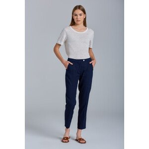 KALHOTY GANT D2. STRETCH LINEN TAPERED PANTS modrá 40