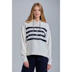 MIKINA GANT D1. EMBROIDERED STRIPE HOODIE bílá XS