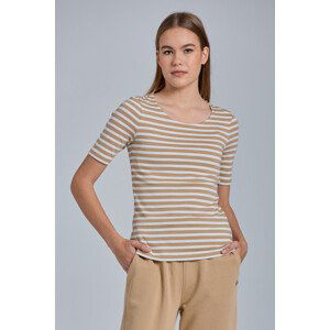 TRIČKO GANT STRIPED 1X1 RIB LSS T-SHIRT hnědá XS