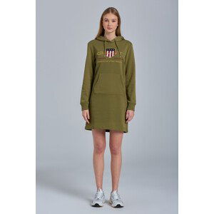 MIKINOVÉ ŠATY GANT ARCHIVE SHIELD HOODIE DRESS zelená XXXL