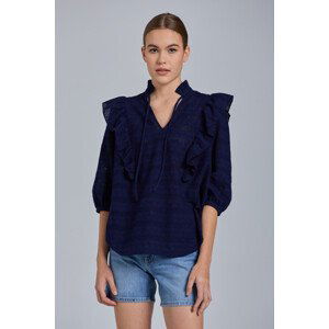 TOP GANT D2. BRODERIE ANGLAISE TOP modrá 40