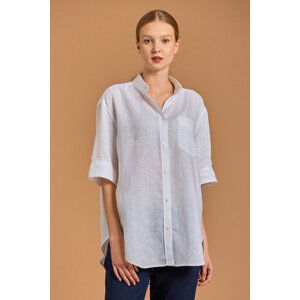 KOŠILE GANT D2. REL SS LINEN CHAMBRAY SHIRT bílá 34