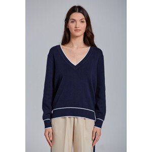 SVETR GANT D1. CONTRAST BORDER V-NECK modrá XS