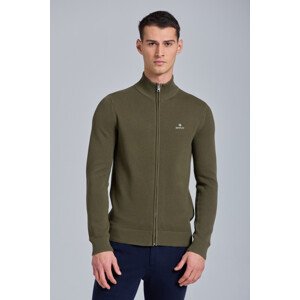 SVETR GANT COTTON PIQUE ZIP CARDIGAN zelená M